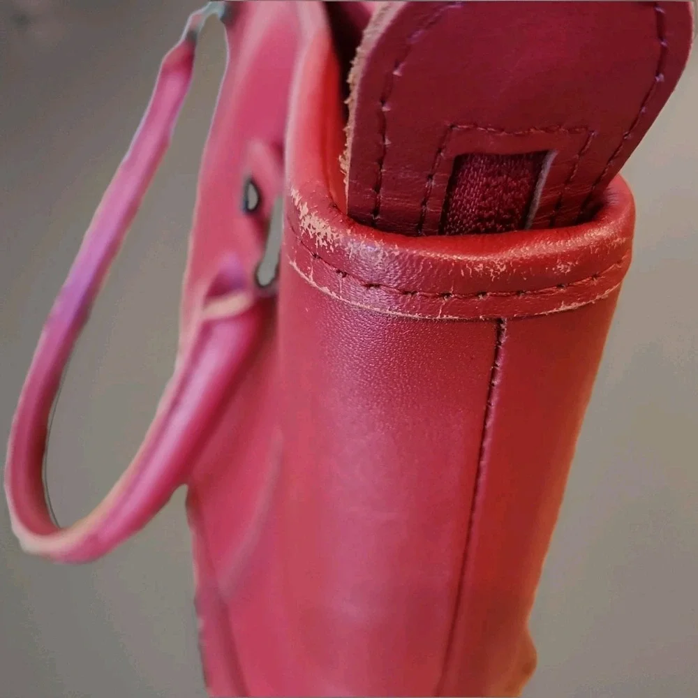 LL BEAN VINTAGE RARE RED LEATHER SHOULDER TOTE DOUBLE HANDLE BAG